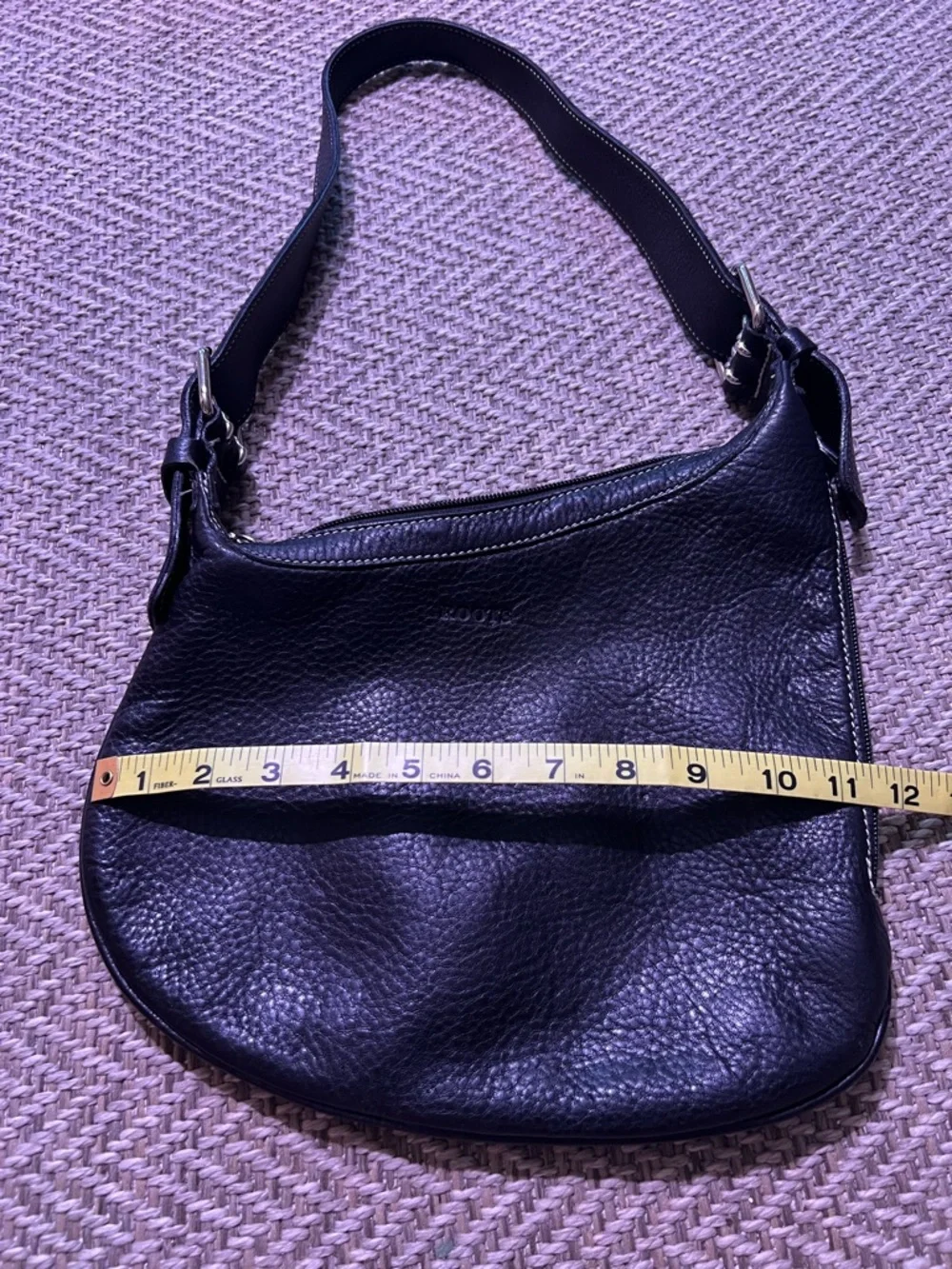 Roots Black Hobo Style Pebbled Leather Shoulder Bag